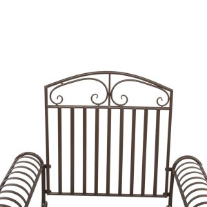 Bent Armrest Single Rocking Chair Dark Brown